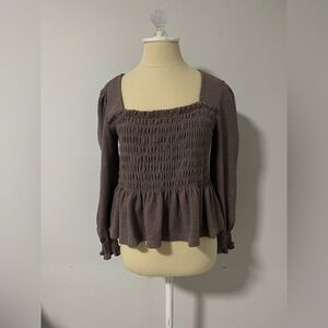 🏷️Altar’s State Purple Peplum Long Sleeve Top